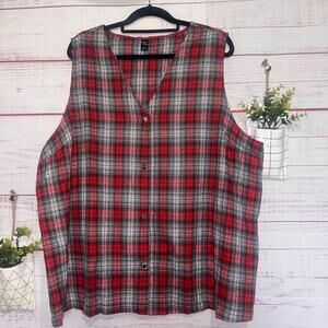 Emory Rose Plaid Button Up Tank | 4X Refer To Listed Measurements
